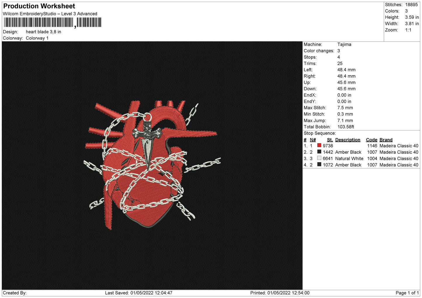 Heart Blade Embroidery File 4 size