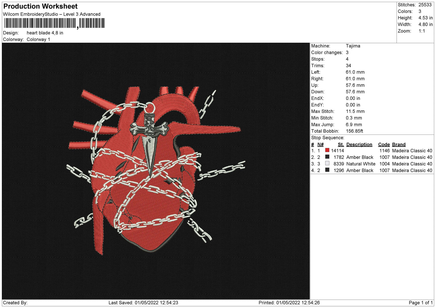 Heart Blade Embroidery File 4 size