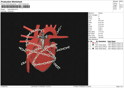 Heart Blade Embroidery File 4 size