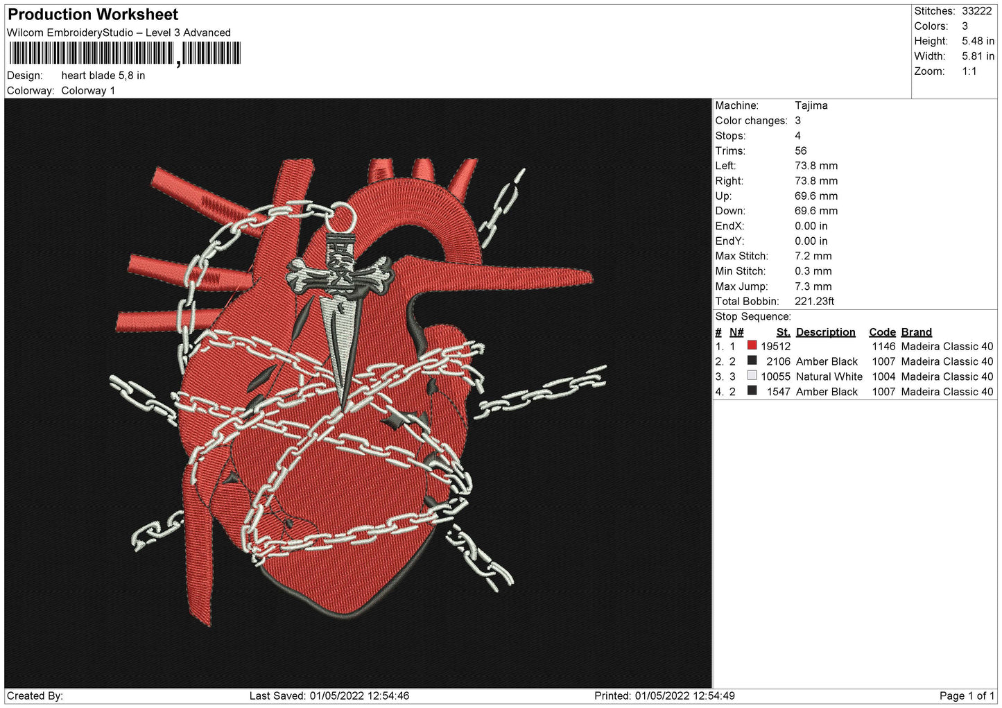 Heart Blade Embroidery File 4 size
