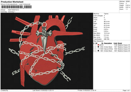 Heart Blade Embroidery File 4 size