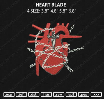 Heart Blade Embroidery File 4 size