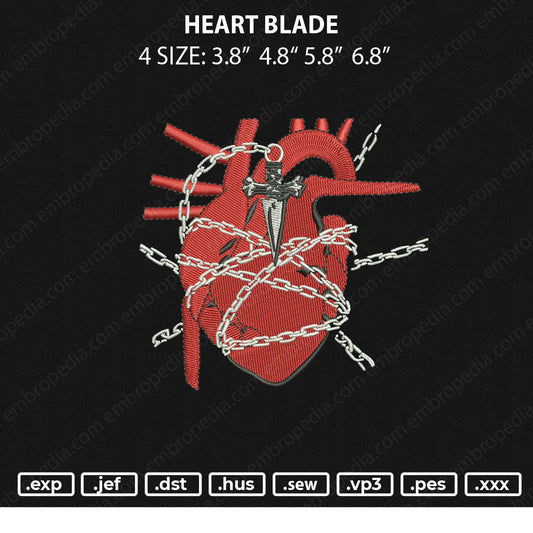 Heart Blade Embroidery File 4 size