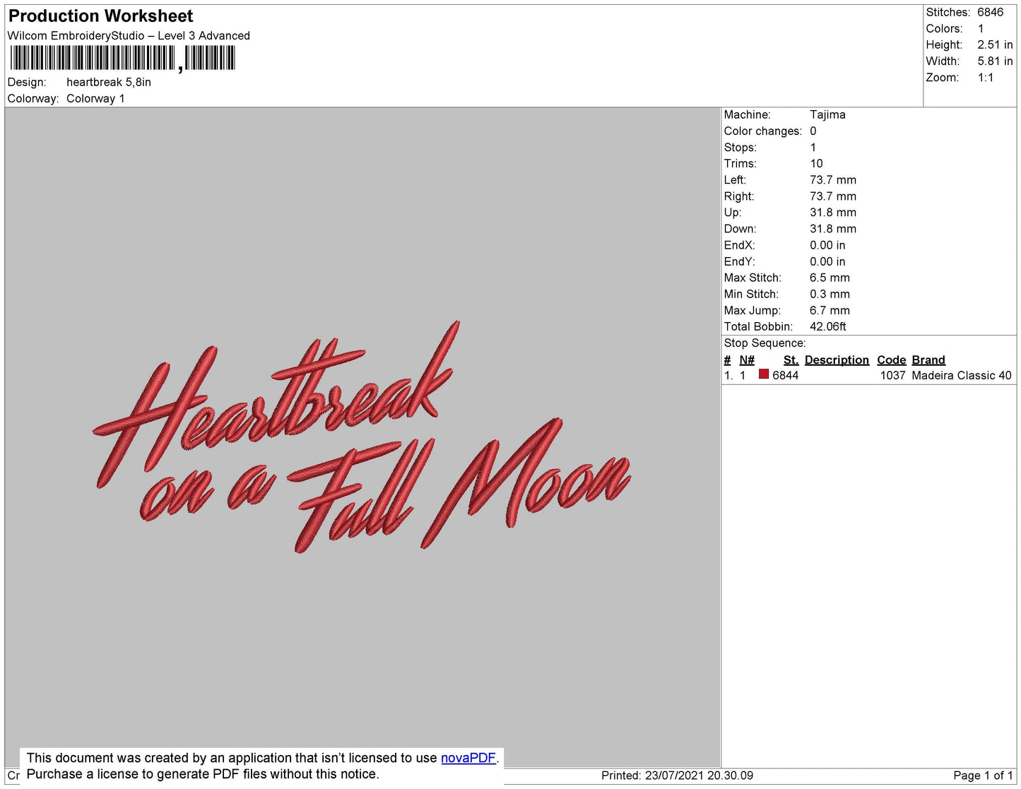 Heartbreak Text Embroidery File 4 size