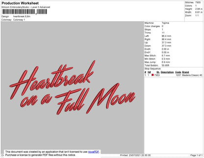 Heartbreak Text Embroidery File 4 size