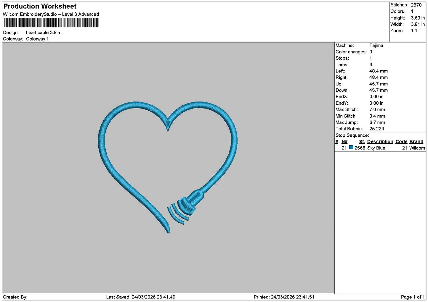 Heart 2403 Embroidery File 6 sizes