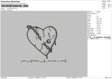 Heart Chained Embroidery File 6 sizes