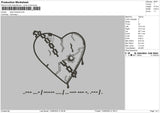 Heart Chained Embroidery File 6 sizes