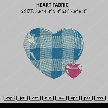Heart Fabric Embroidery File 6 sizes