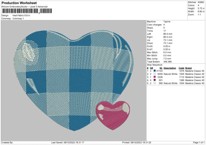 Heart Fabric Embroidery File 6 sizes