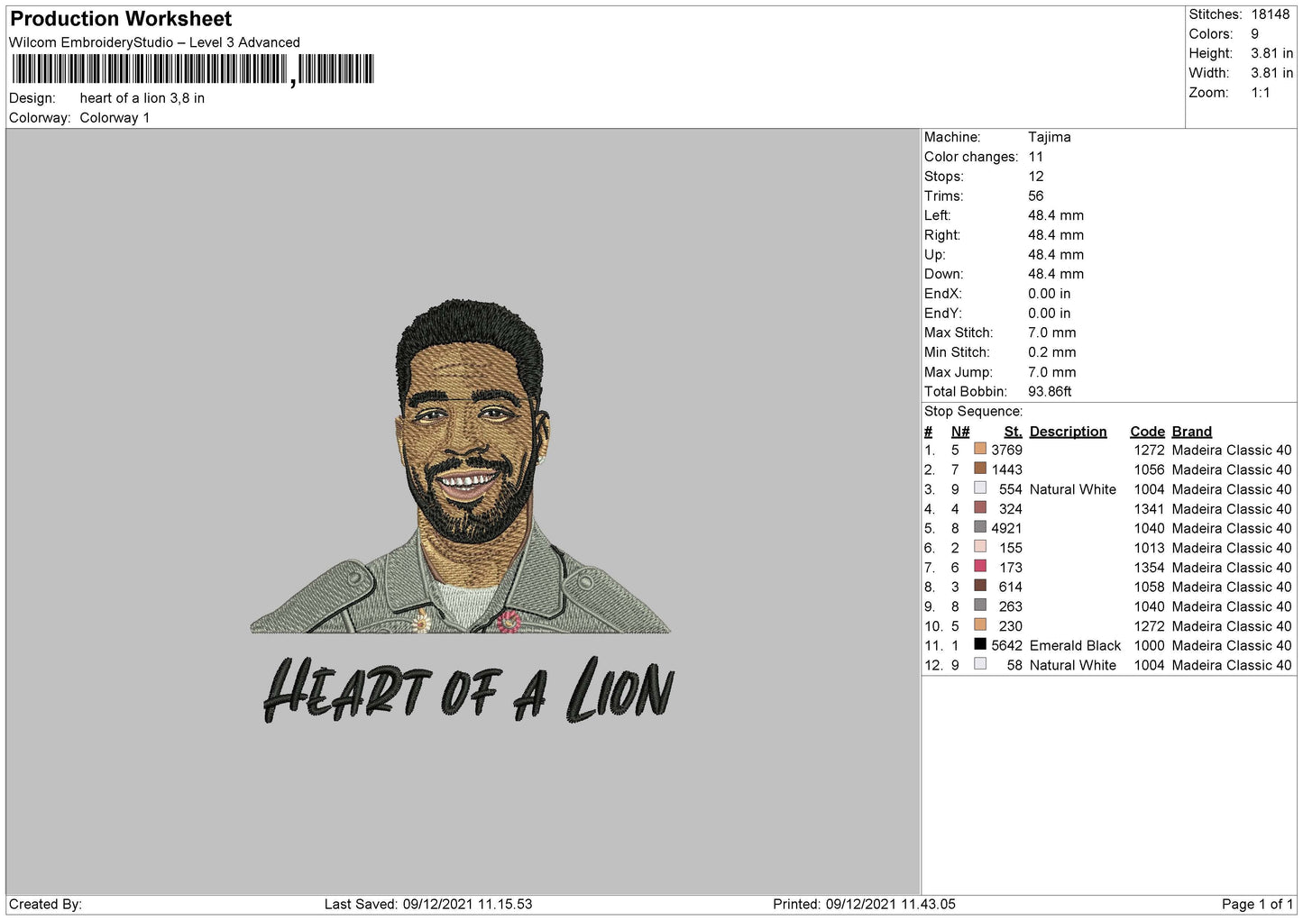 Heart Of Lion Embroidery File 4 size