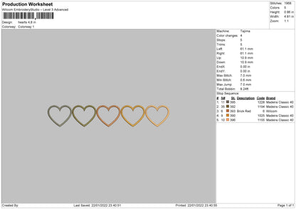 Hearts Embroidery File 8 Size