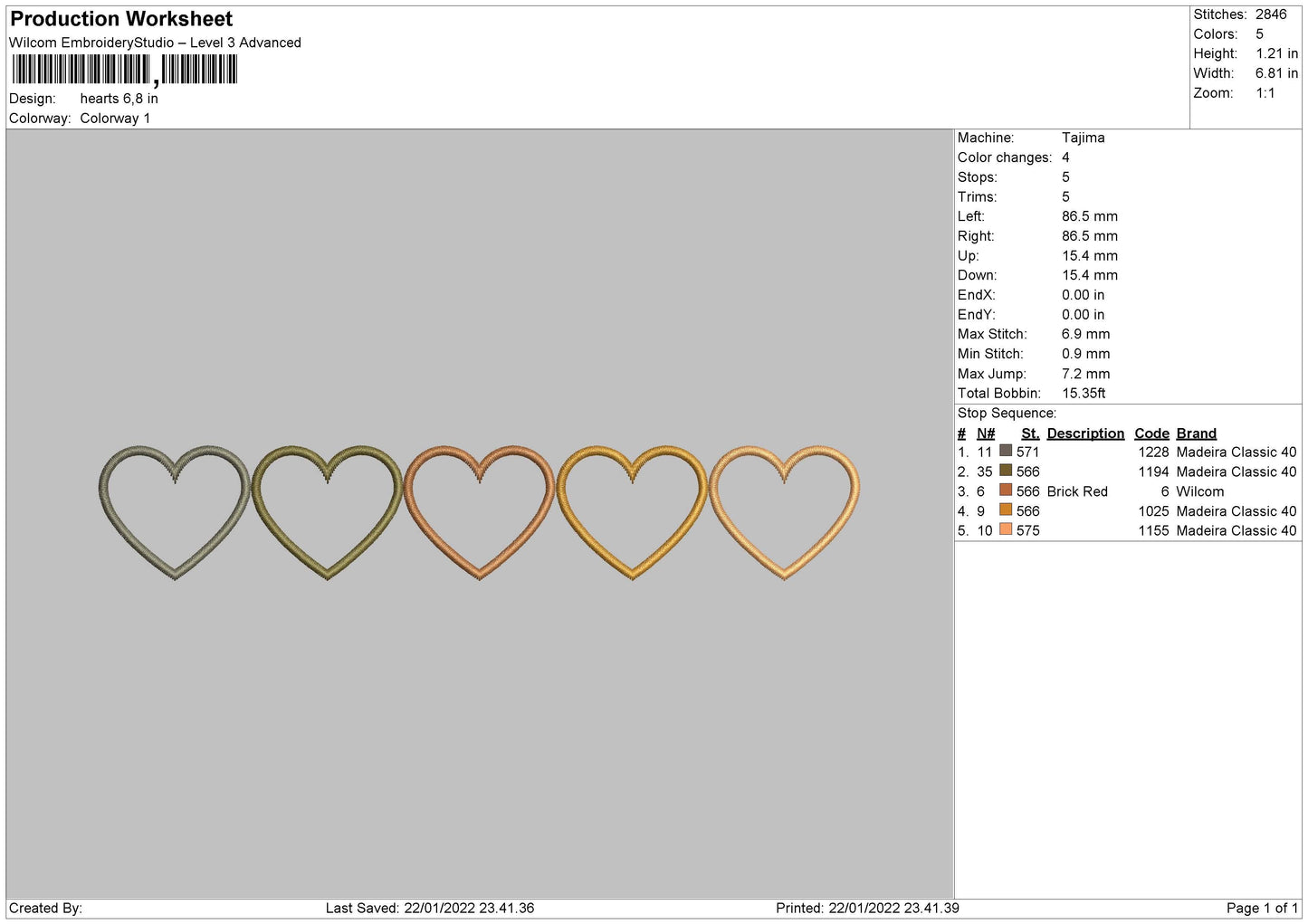 Hearts Embroidery File 8 Size
