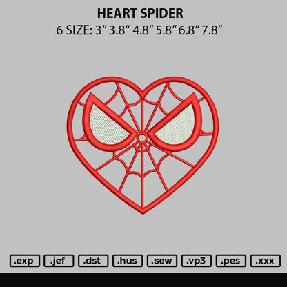 Heart Spider Embroidery File 6 sizes
