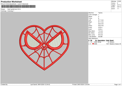 Heart Spider Embroidery File 6 sizes
