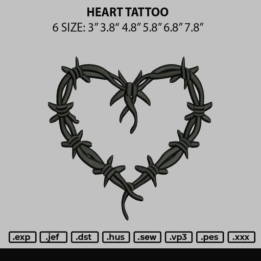 Heart Tattoo Embroidery File 6 sizes