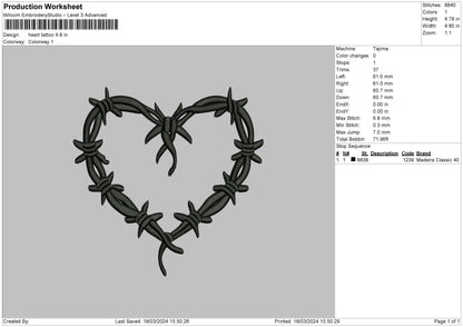 Heart Tattoo Embroidery File 6 sizes