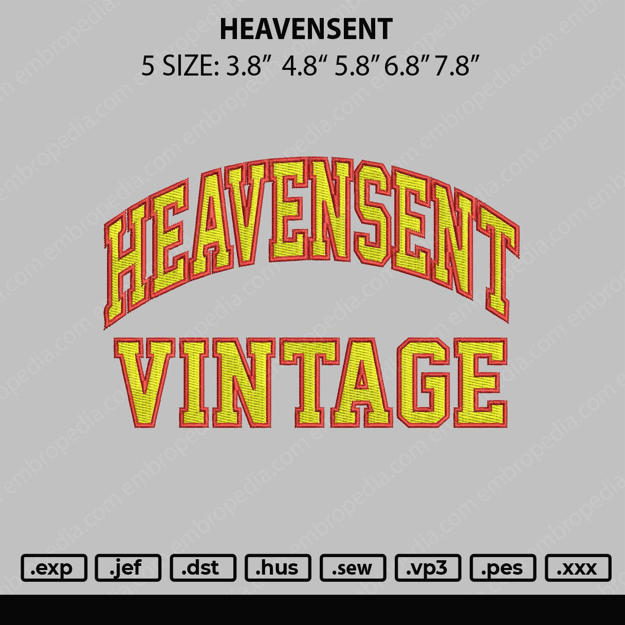 Heavensent Embroidery File 5 sizes