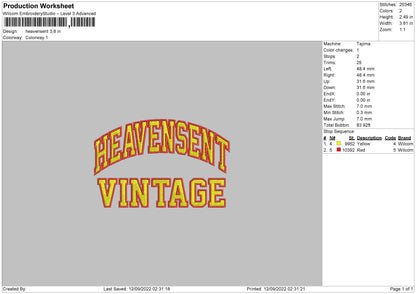 Heavensent Embroidery File 5 sizes