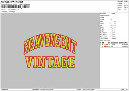 Heavensent Embroidery File 5 sizes