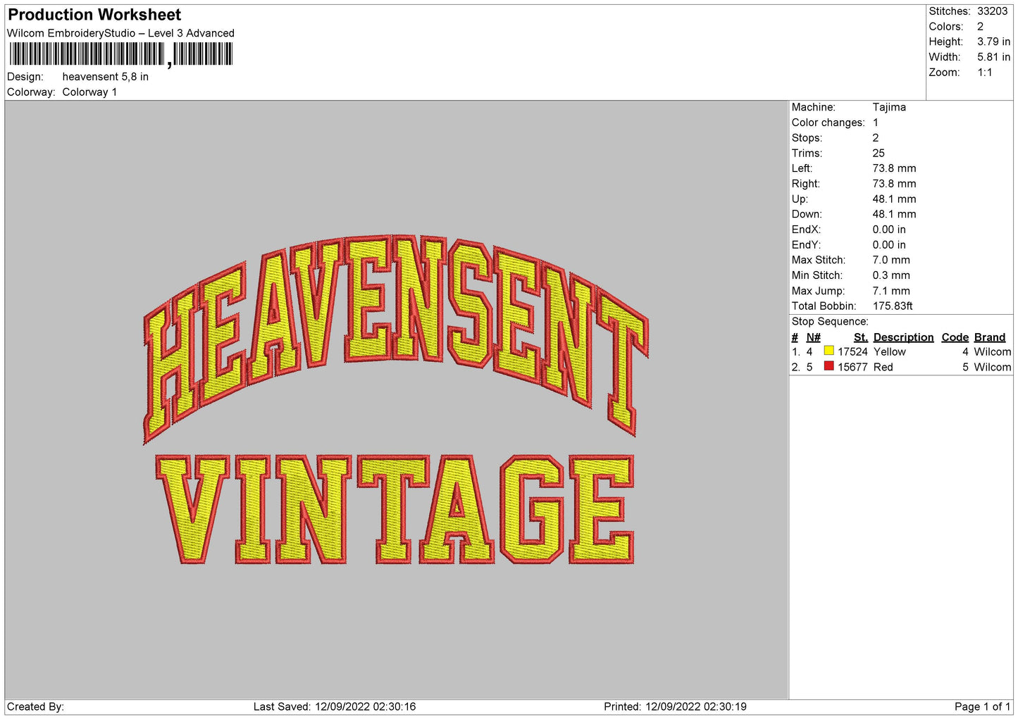 Heavensent Embroidery File 5 sizes