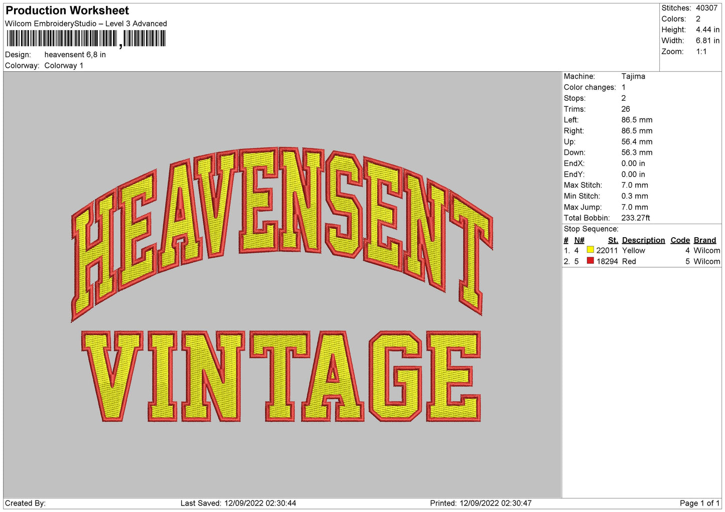 Heavensent Embroidery File 5 sizes