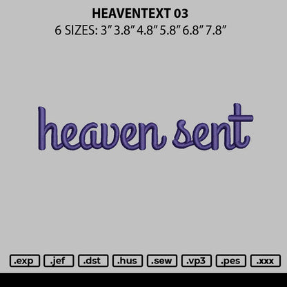 Heaventext 03 Embroidery File 6 sizes