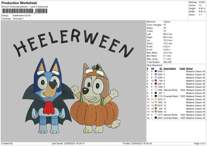 Heelerpumpkin Embroidery File 6 sizes