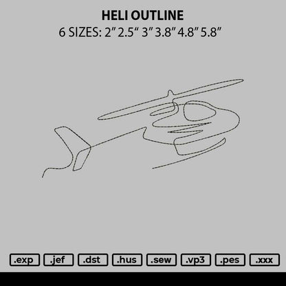 Heli Outline Embroidery File 6 sizes