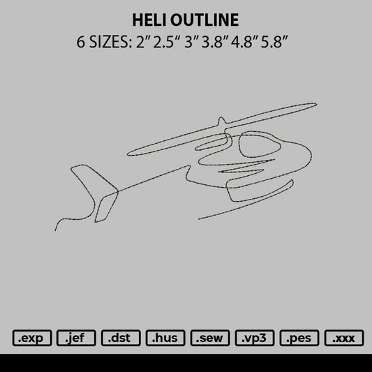 Heli Outline Embroidery File 6 sizes