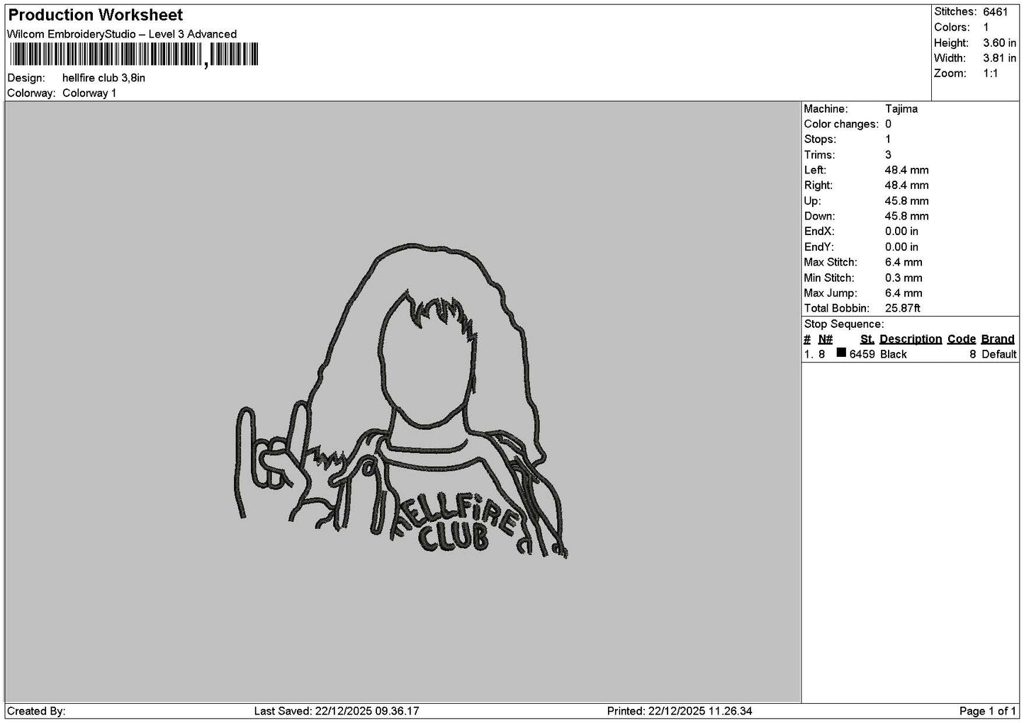 Photoline Hellfire Embroidery File 6 sizes
