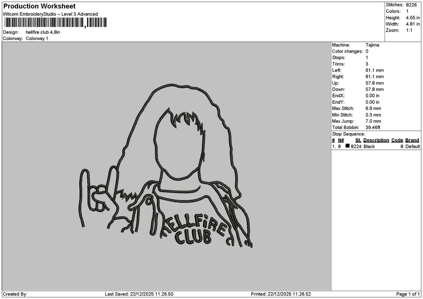 Photoline Hellfire Embroidery File 6 sizes