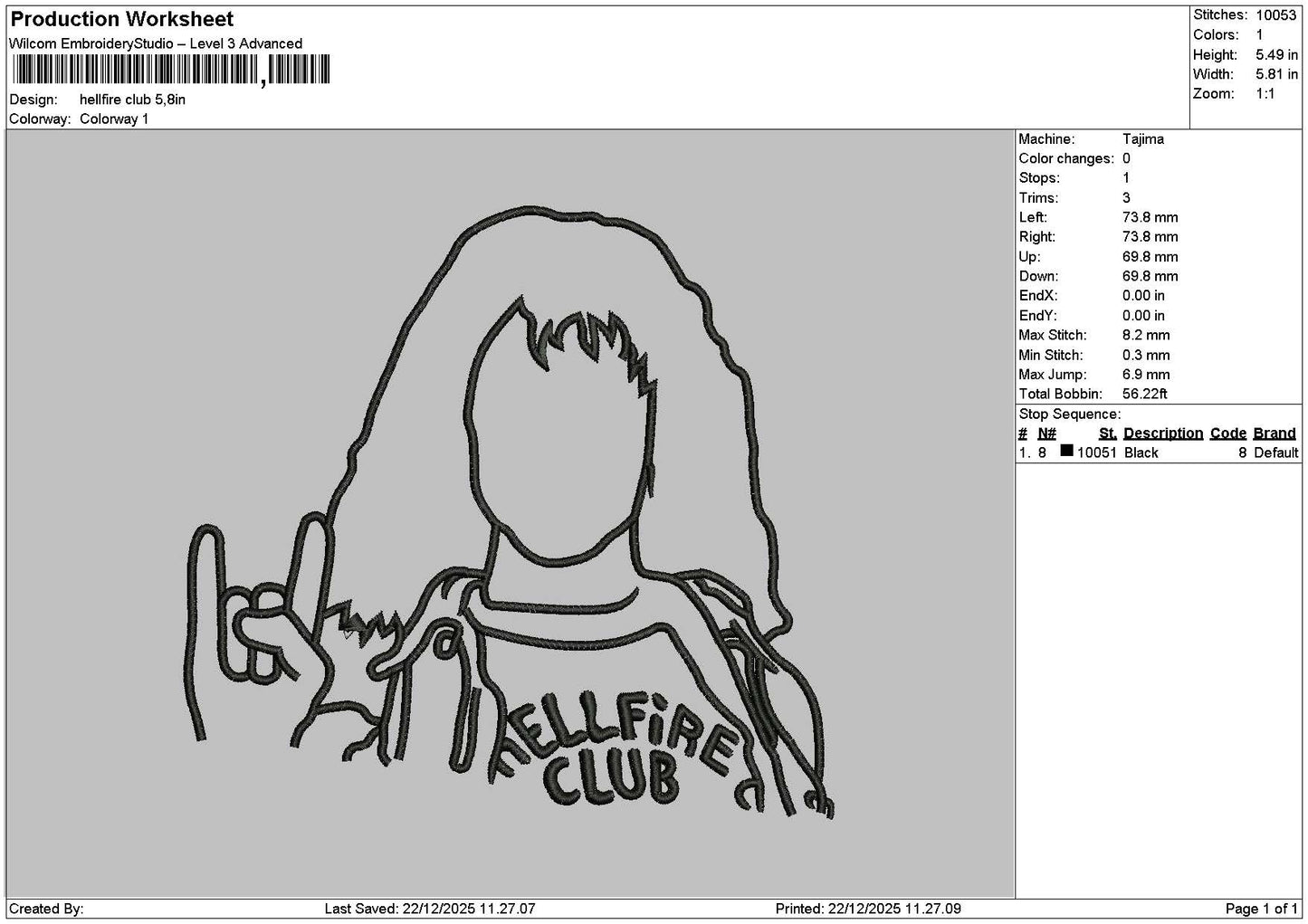 Photoline Hellfire Embroidery File 6 sizes