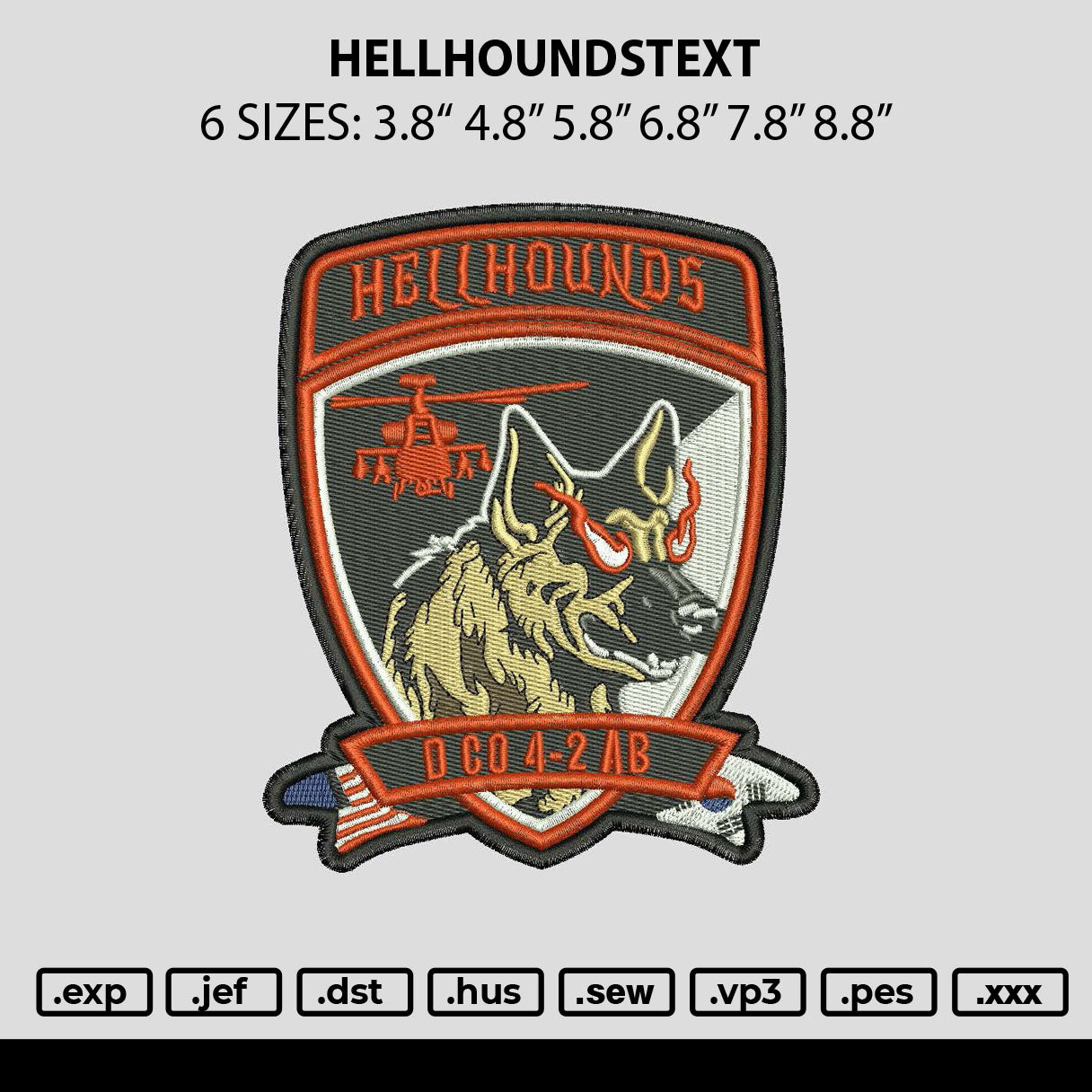 Hellhoundstext Embroidery File 6 sizes