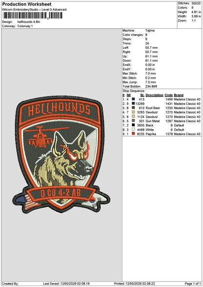 Hellhoundstext Embroidery File 6 sizes