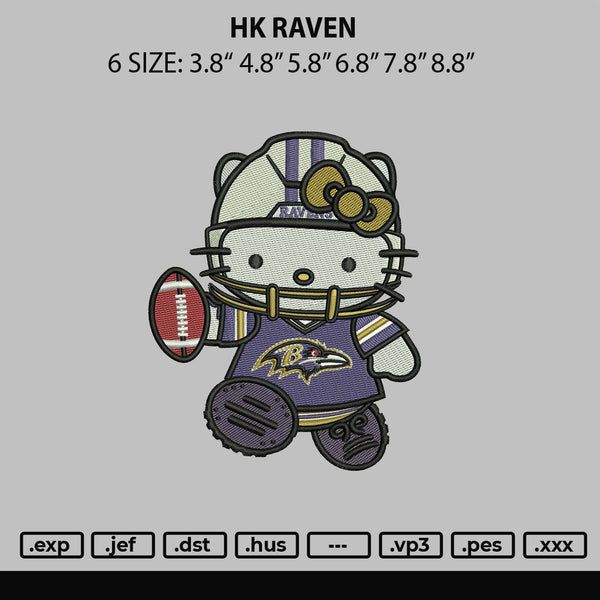 Hk Raven Embroidery File 6 sizes