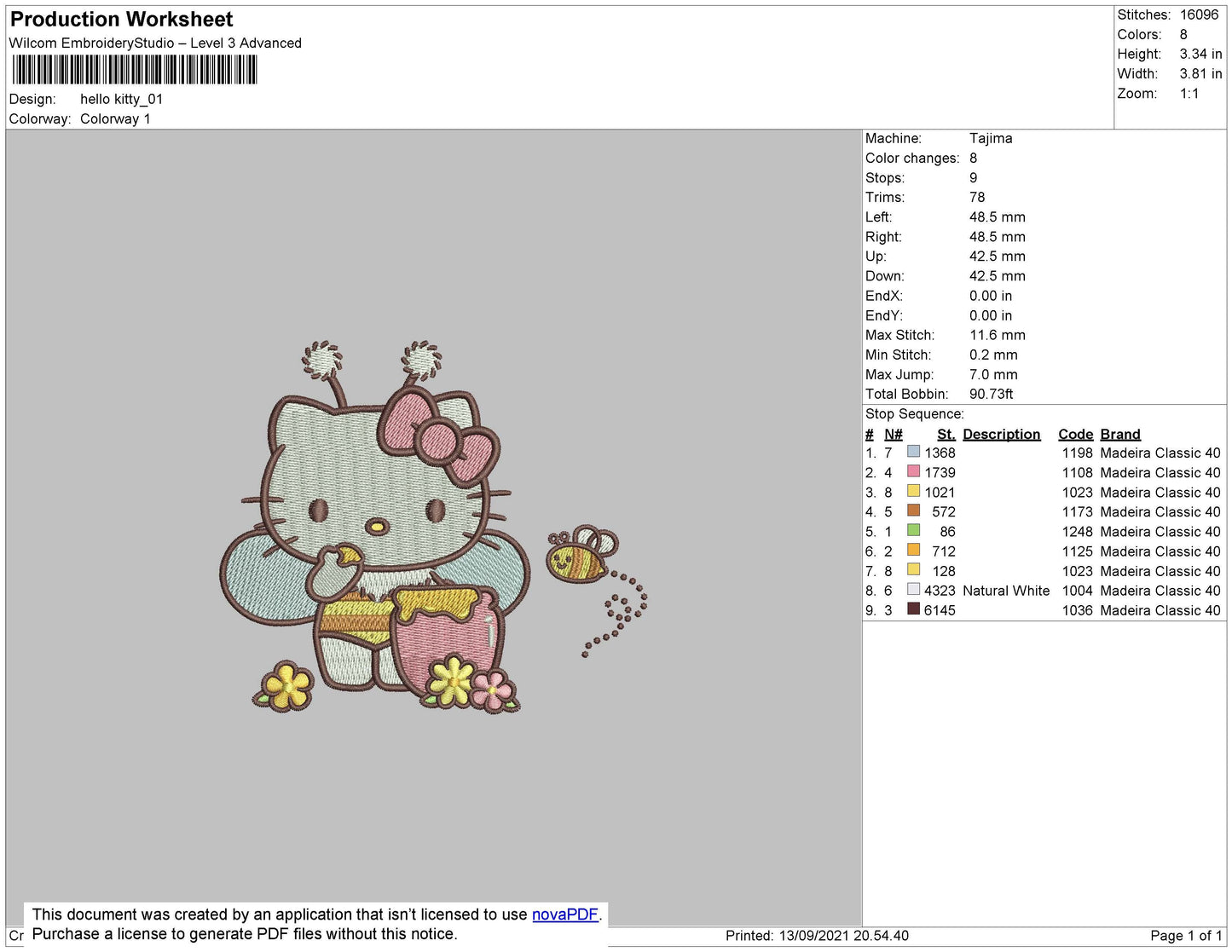 Hello Kitty 01 E,mbroidery File 4 size