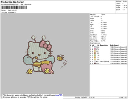 Hello Kitty 01 E,mbroidery File 4 size