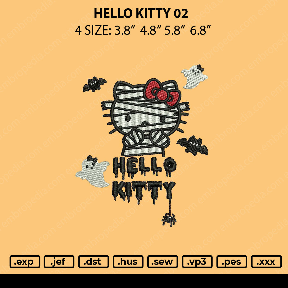 Hello Kitty 02 Embroidery File 4 size