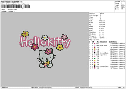 Hello Kitty Embroidery File 4 size
