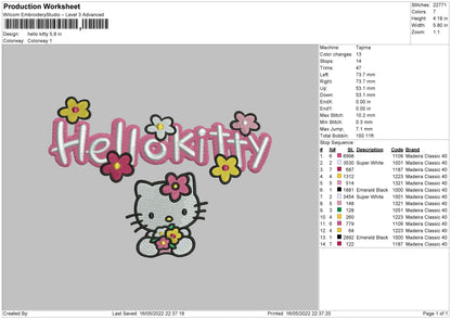 Hello Kitty Embroidery File 4 size