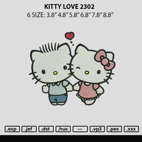 Kitty Love 2302 Embroidery File 6 sizes