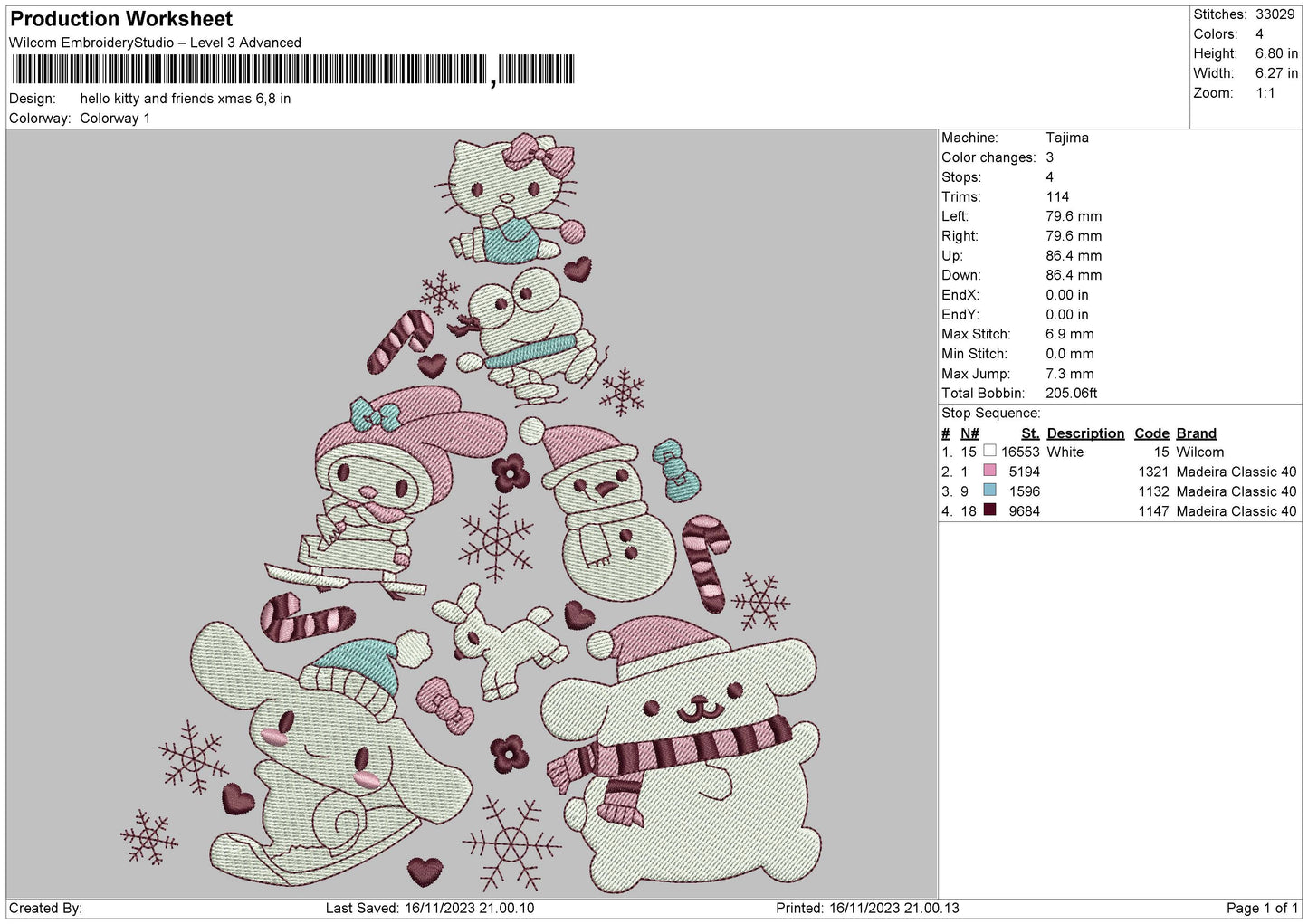 Kitty Tree Embroidery File 6 sizes