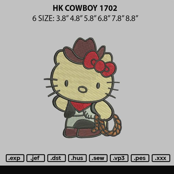 Hk Cowboy 1702 Embroidery File 6 sizes