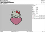 Kitty Heart Embroidery File 6 sizes