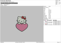 Kitty Heart Embroidery File 6 sizes