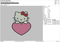 Kitty Heart Embroidery File 6 sizes