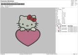 Kitty Heart Embroidery File 6 sizes