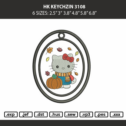 Hk Keychain 3108 Embroidery Machine Design File 6 sizes