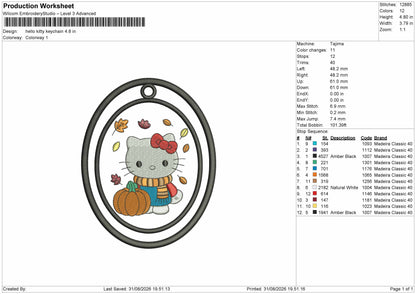 Hk Keychain 3108 Embroidery Machine Design File 6 sizes